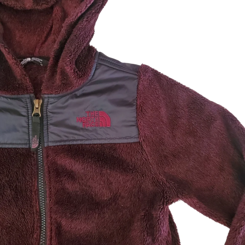THE NORTH FACE Burgundy Fleece Fleece‎ Full Zip Hoodie Jacket/Coat Girl's SZ 7/8